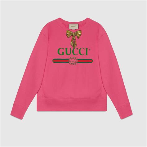 gucci logo sweatshirt with bow|gucci cropped sweatshirt.